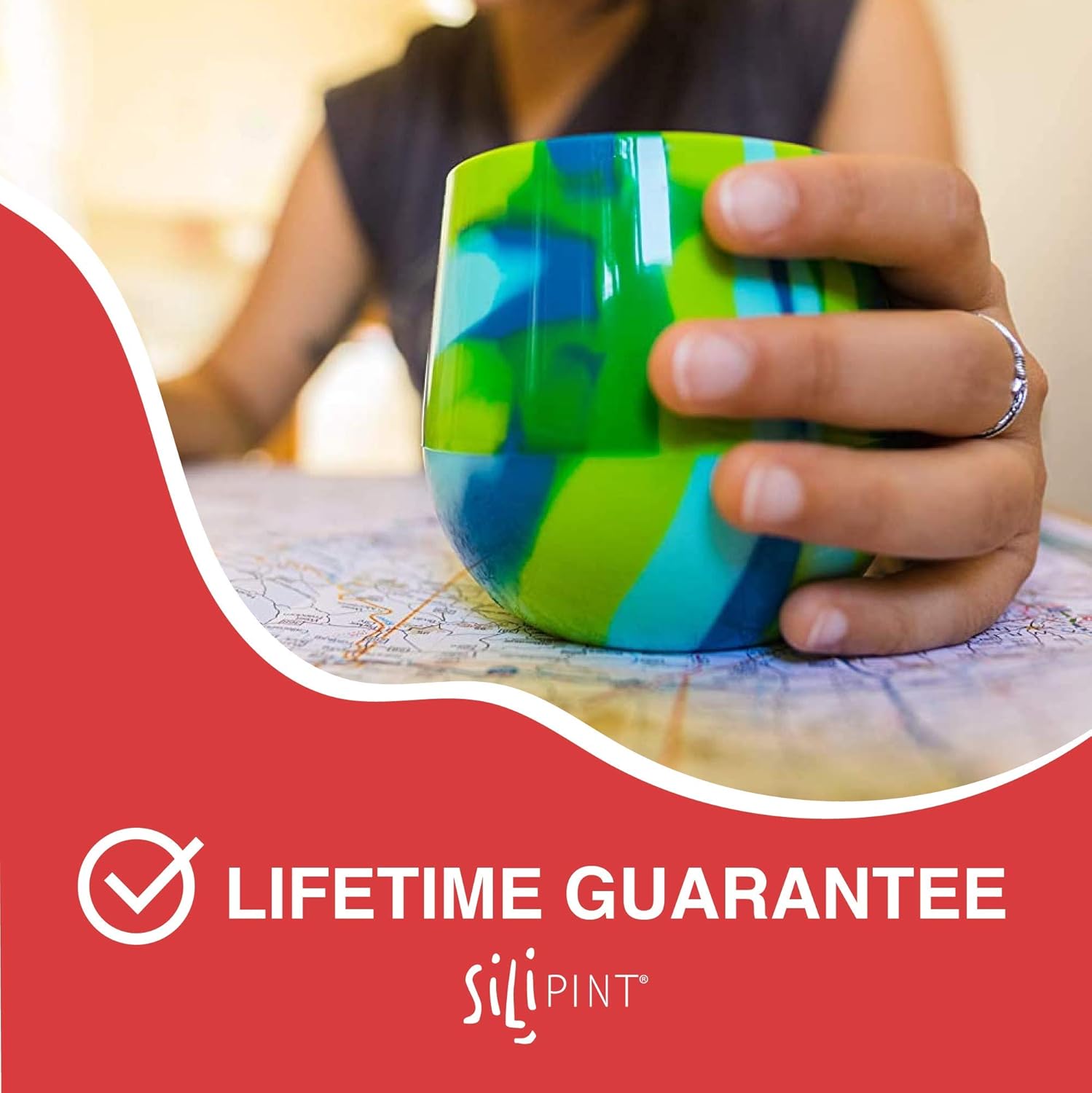 Bеѕt Quаlіtу 🔥 Silipint Silicone Unbreakable Wine Glass 2-Pack Tumblers with Lids and Straws. Reusable & Shatterproof Wine Tumblers, Silicone Stemless Wine Cups. Guaranteed for Life (2-Pack, Sea Swirl & Hippy Hop)