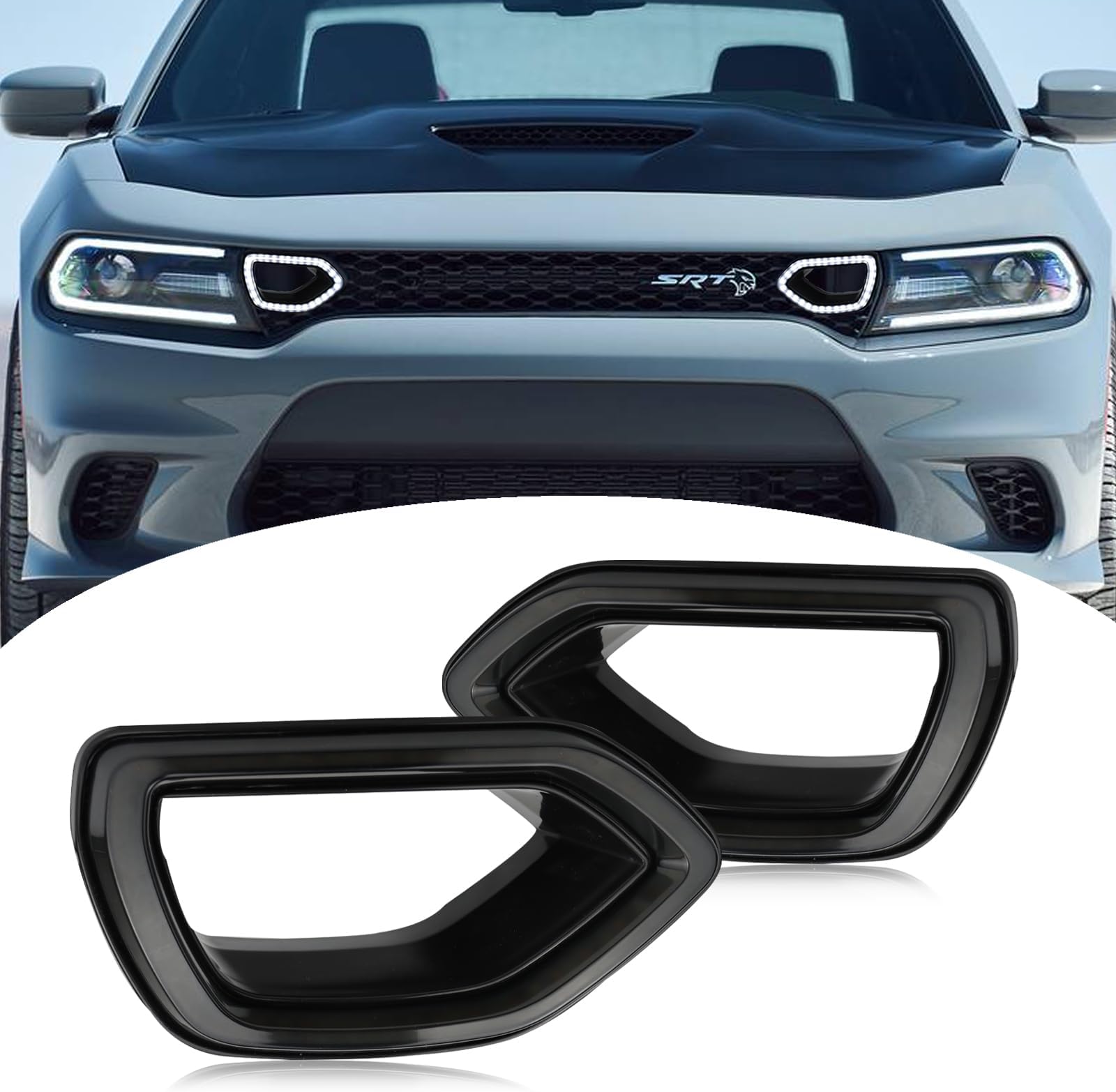 Amazon.com: BINQIGOO Smoked Front Bumper Grille LED Light Fog Lamp ...