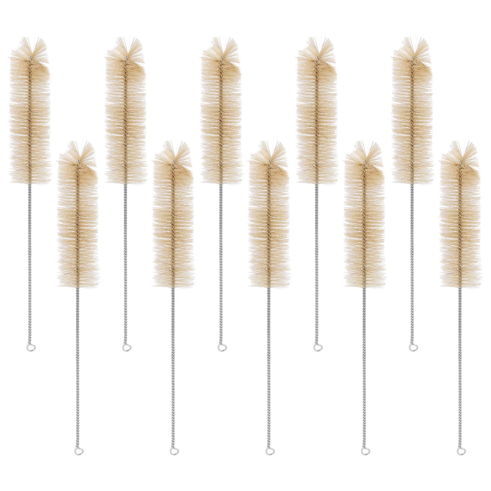 BorinGlass 10-Piece Test Tube Brushes, Soft Bristles with Durable Handles for Laboratory, Glassware, Flasks, Beakers and Tubes (Size L)