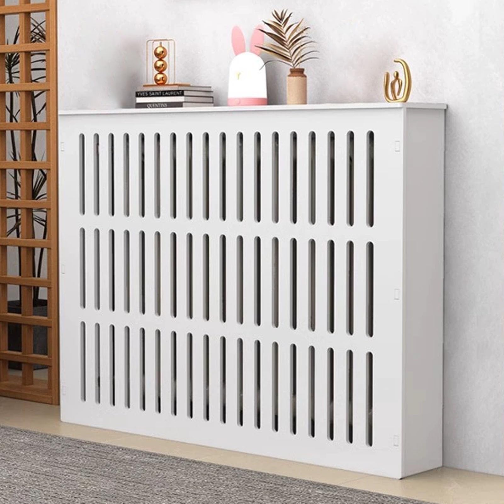 Ocultar radiador feo con estante de cubierta de radiador ventilado y armario de almacenamiento