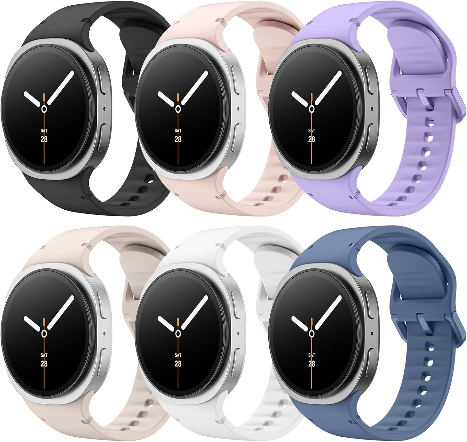 MoKo 6 Pack Sport Bands Compatible for Samsung Galaxy Watch 8 Band 40mm 44mm/Galaxy Watch 8 Classic 46mm, No Gap Soft Silicone Strap for Men Women