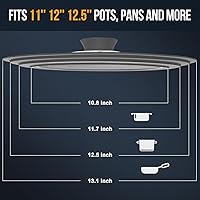 Vista 28 de Universal Lid for Pots, Pans and Skillets - Walfos Tempered Glass Pan Lid with Heat Resistant Silicone Rim, BPA Free Large Pot Lids Fits 8" to 12