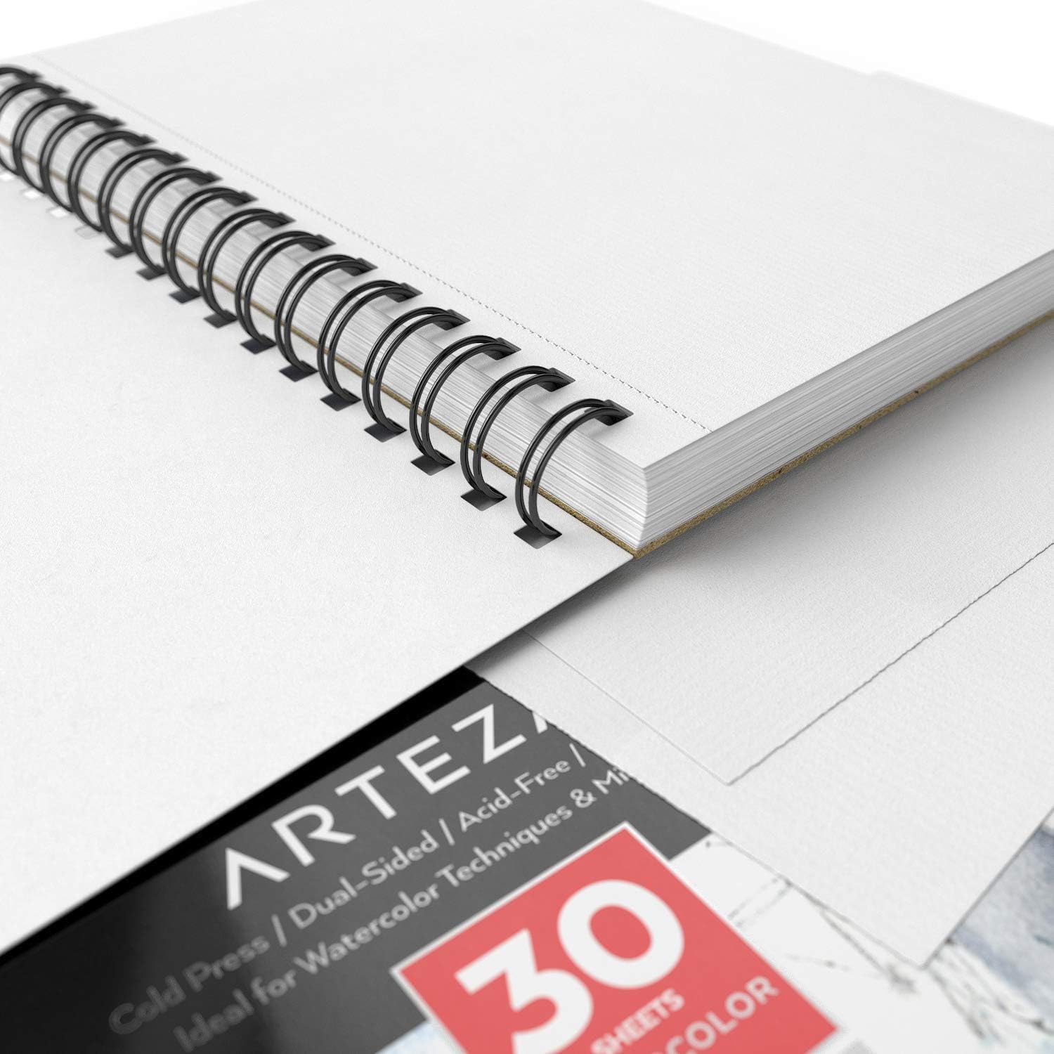 Bloc pour aquarelle ARTEZA Expert, papier pressé à froid sans acide, 5.5 x 8.5 pouces, reliure spirale, 140lb/300gsm, 30 feuilles, paquet de 3