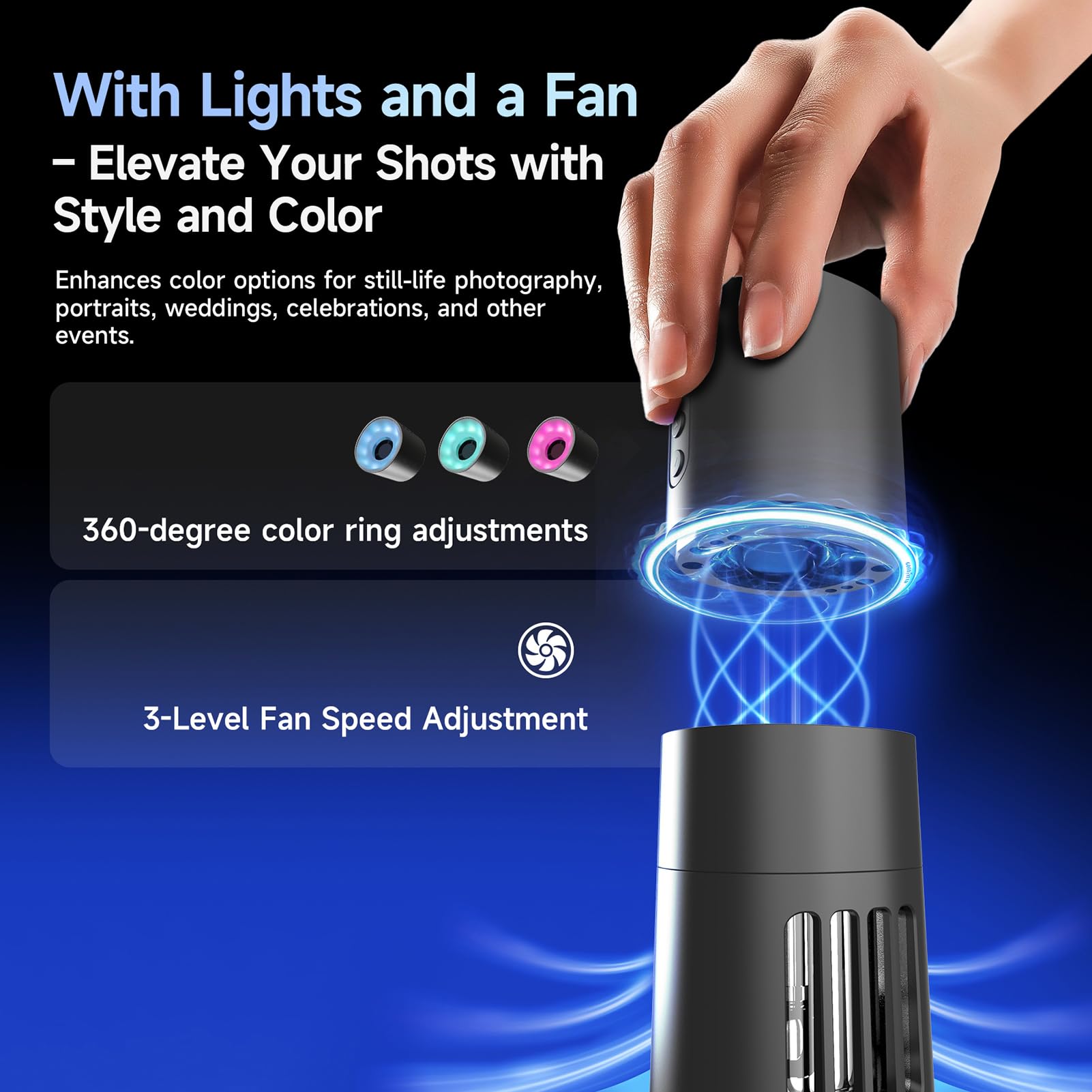Máquina de Humo Portátil con Densidad de Humo Ajustable para Fotografía Productos Haces Luz