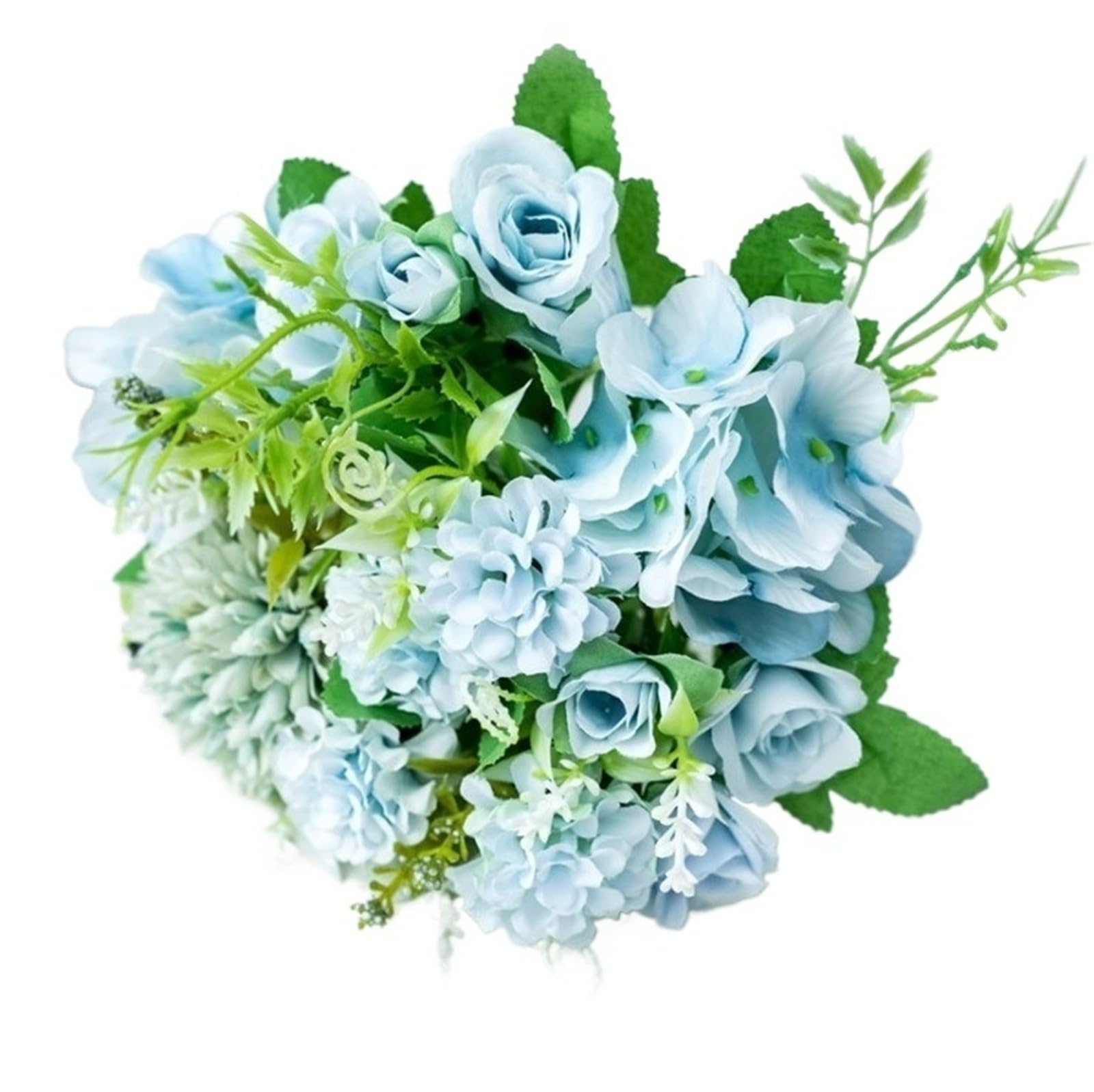 Generico Bouquet da sposa con peonie rosa finte alte 31 cm, fiori artificiali per la decorazione di feste in casa(Rose Blue,Silver)