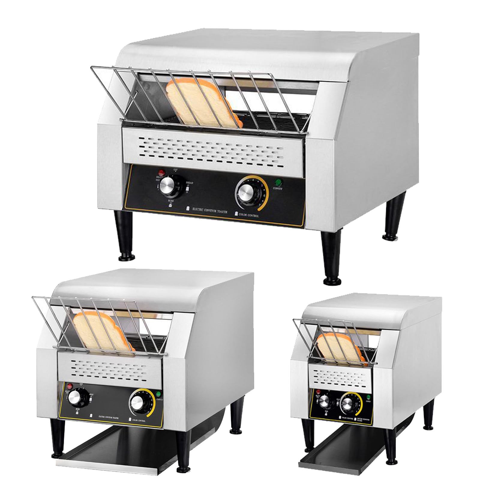 Tostapane Heavy Duty Industrial Conveyor Tostapane Forno Elettrico In Acciaio Inox Con Doppio Tubo Riscaldante Regolazioni A 7 Velocità Per Bagel, Croissant, Ristorante,Large