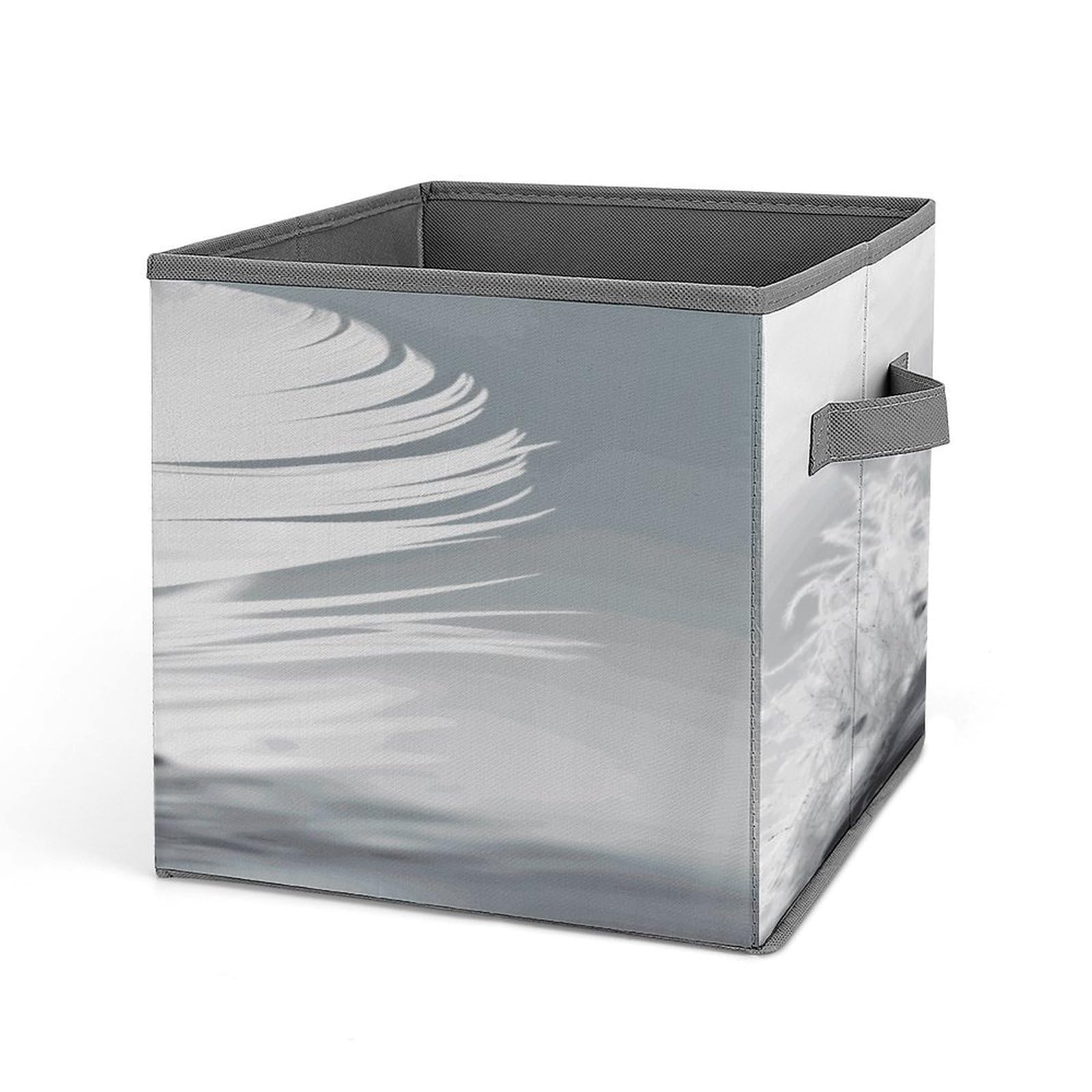 Fodpand Style Fluttering White Feathers Storage Cubes Foldable Decorative Fabric, Storage Bins Baskets With Handles, Closet Organizers And Storage For Home, Office,Closet, Clothes