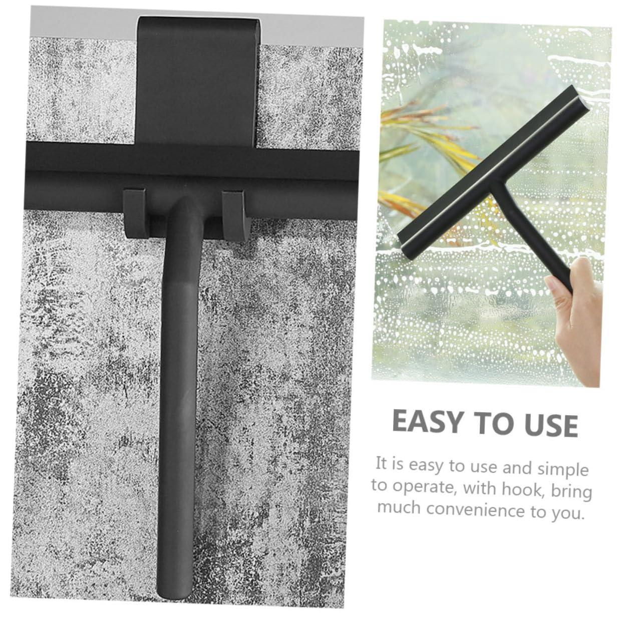 Rasqueta Limpiacristales de Silicona Duradera para Hogar Herramienta de Limpieza para Ventanas Baño y Cocina con Gancho para Fácil Uso Mamparas y Espejos