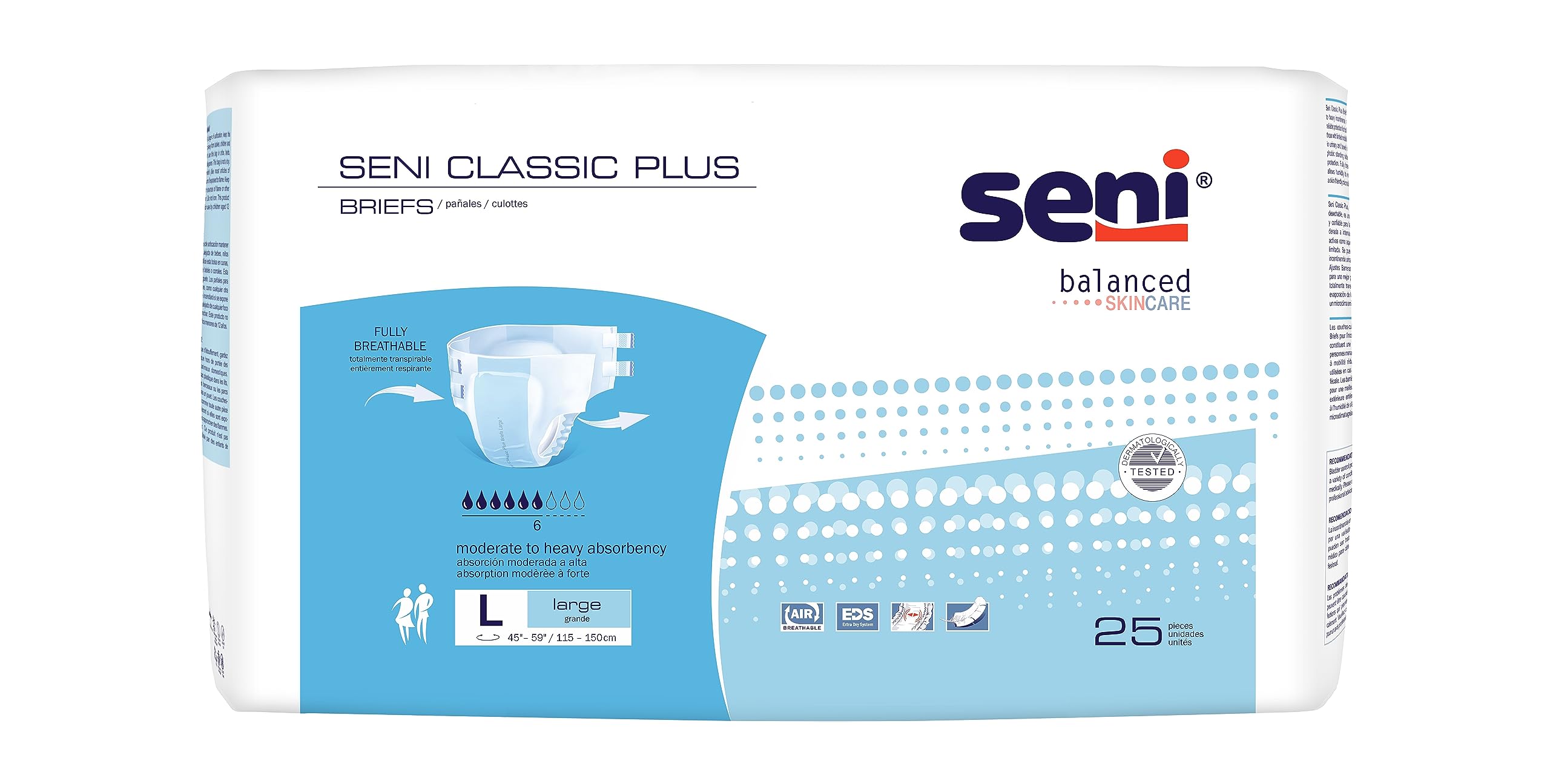 SeniClassic Plus Adult Incontinence Brief L Moderate Absorbency Breathable (Large, 50, Count)