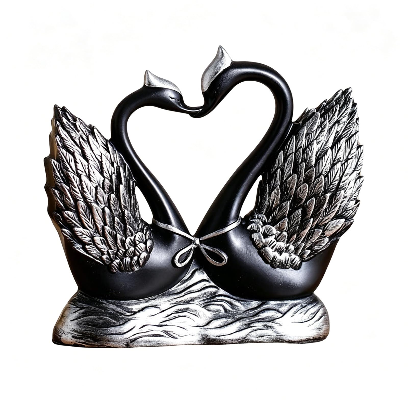 Small Swan Figurines for Wedding Anniversary and Valentines Resin Swan Ornament Swan Couple Figurines for Birthday Living Room Bedroom Shelf Desk (White) (A)