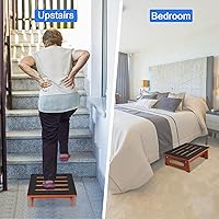 Vista 7 de Taburete de un paso para adultos mayores con superficie antideslizante de goma, taburete de madera resistente con capacidad de 450 libras, escalones