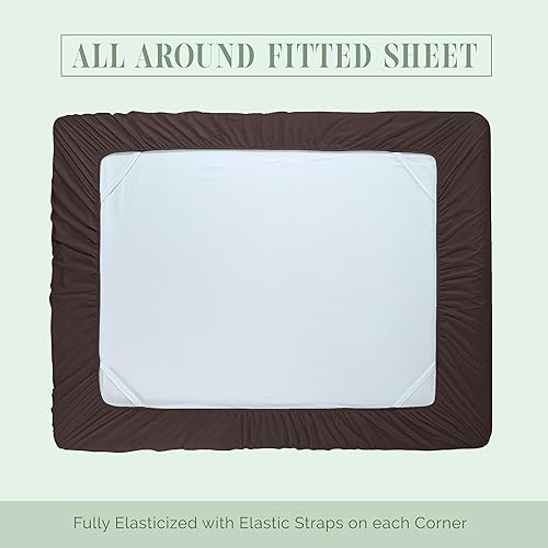 Vista 201 de Elegance Linen® - Juego de sábanas de 4 piezas, resistente a las arrugas, 1500 hilos, ultrasuaves, esquinas tipo bolsillos profundos de hasta 16