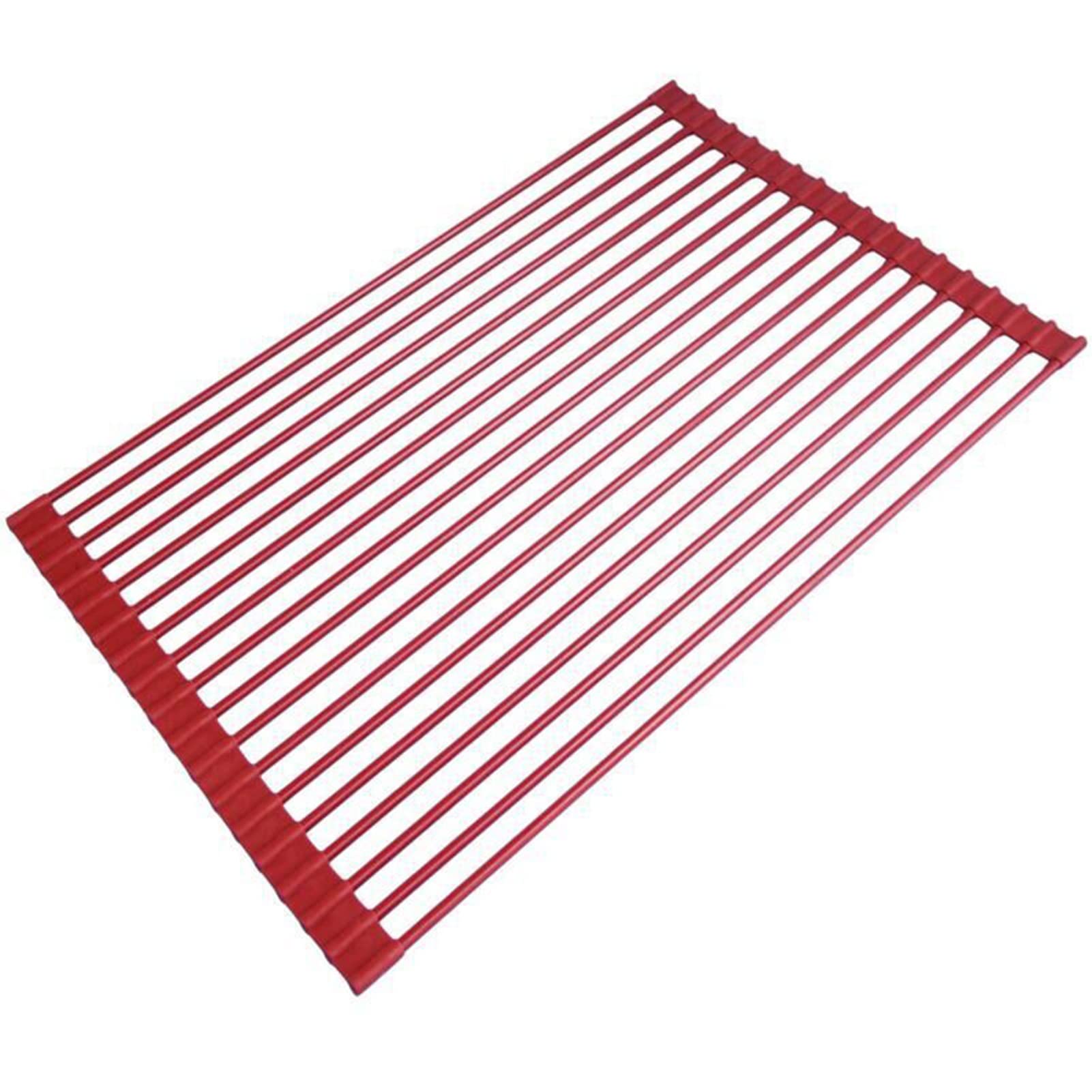 rejilla escurridora, El silicón y el acero inoxidable enrollan estante de sequía del plato for las verduras frutas los platos 52x33cm