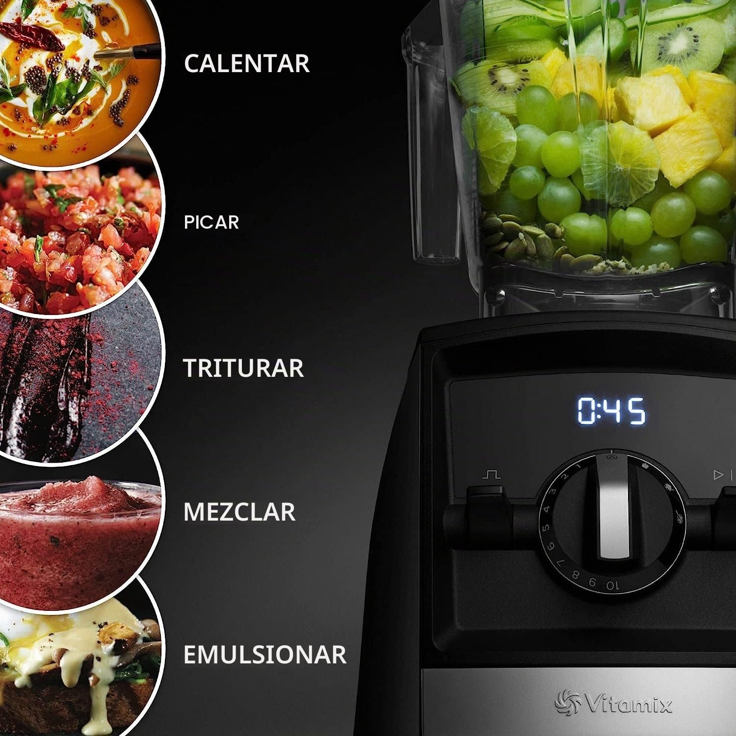 Vitamix Ascent 2500i - Batidora Vaso, 1400 W, 2 litros, Libre BPA, Negro
