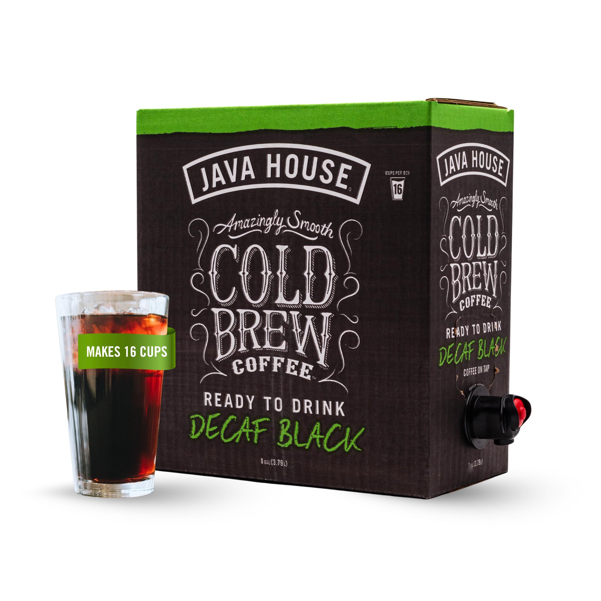 Java House Cold Brew Coffee on Tap – Premium 100% Arabica Decaf – Smooth Decaf with Chocolate & Caramel Notes – 1 Gallon Box (16 Servings) – Ready to Drink, No Caffeine, No Brewing Required, Fridge-Friendly