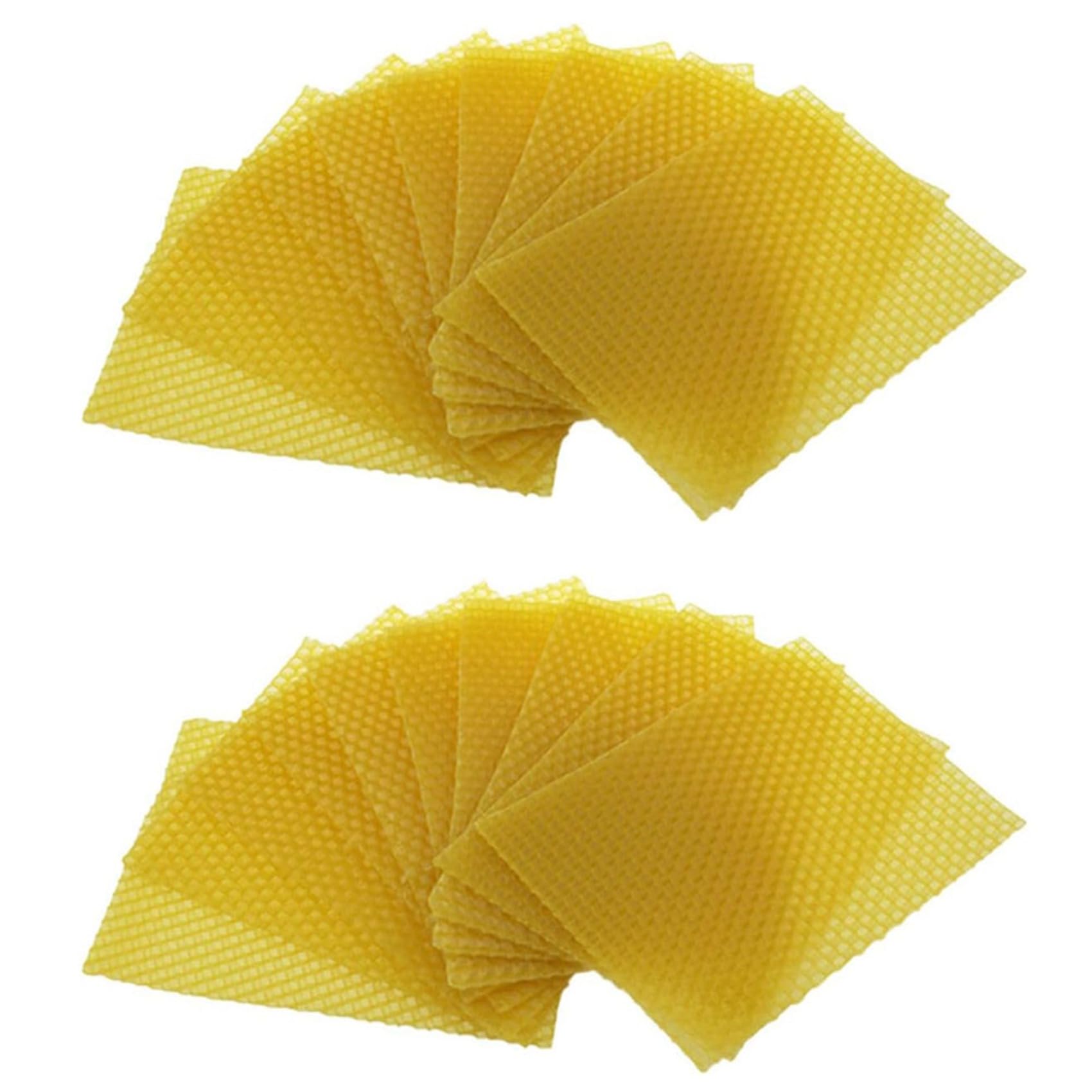 Vjsujehgy Beeswax Sheets Natural Beeswax Sheets Beeswax Honeycomb Sheets Wax for Beekeeping Equipment (13.3 X 9cm) 20PCS
