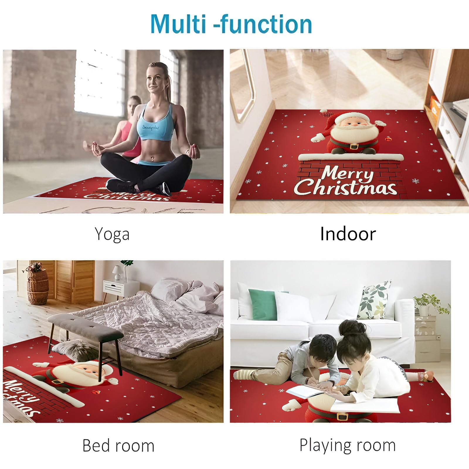 Felpudo Interior - Lavable A Máquina Felpudo Interior, Felpudo Que Atrapa Suciedad, Feliz Navidad Muñeco De Nieve Papá Noel Alfombra De Entrada Absorbente, Alfombra Antideslizante para Puerta del