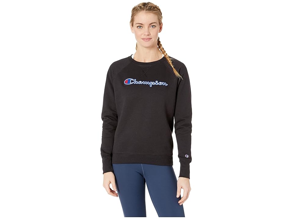 

Champion Powerblend(r) Fleece Boyfriend Crew - Applique Y07461 (Black) Women's Fleece