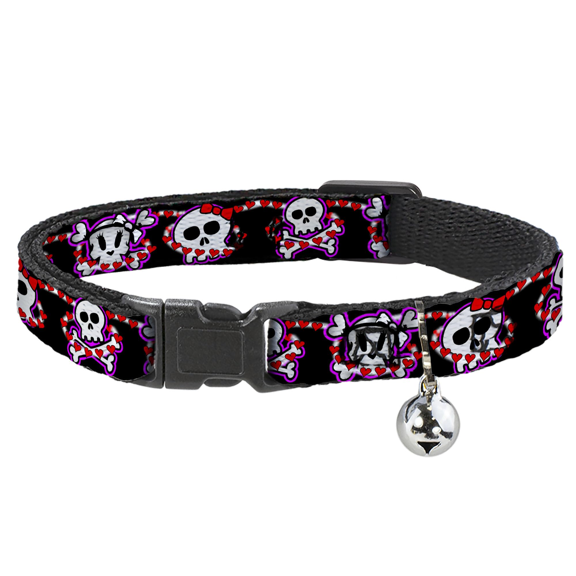 Collar para gato Buckle-Down BAC-W32905-NM talla M de calaveras con cierre de seguridad breakaway