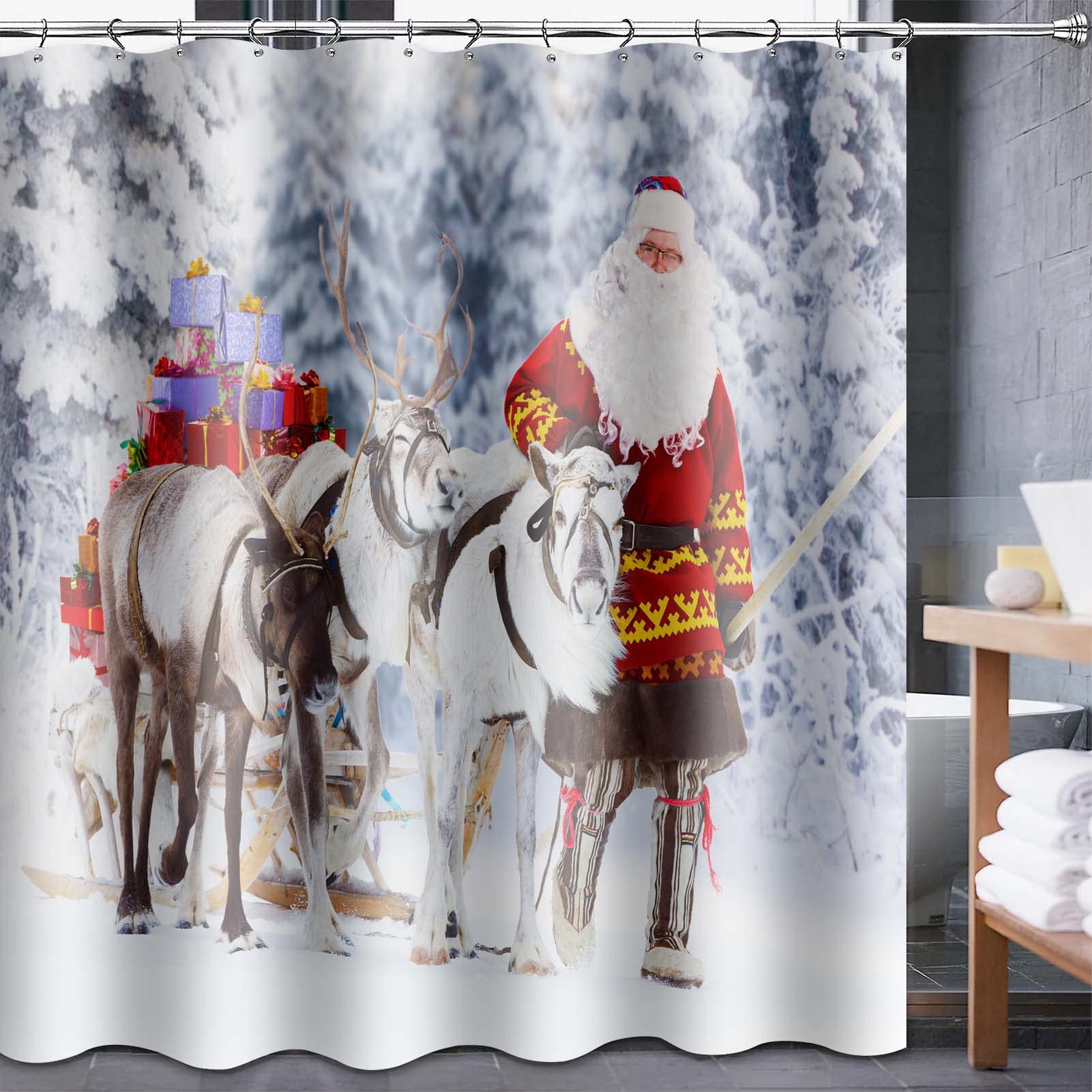 1 pezzo Tende albero di Natale , fiocco di neve & Recinzione stampata impermeabile tessuto in poliestere bagno doccia , adatto per casa utilizzo | SHEIN ALIA