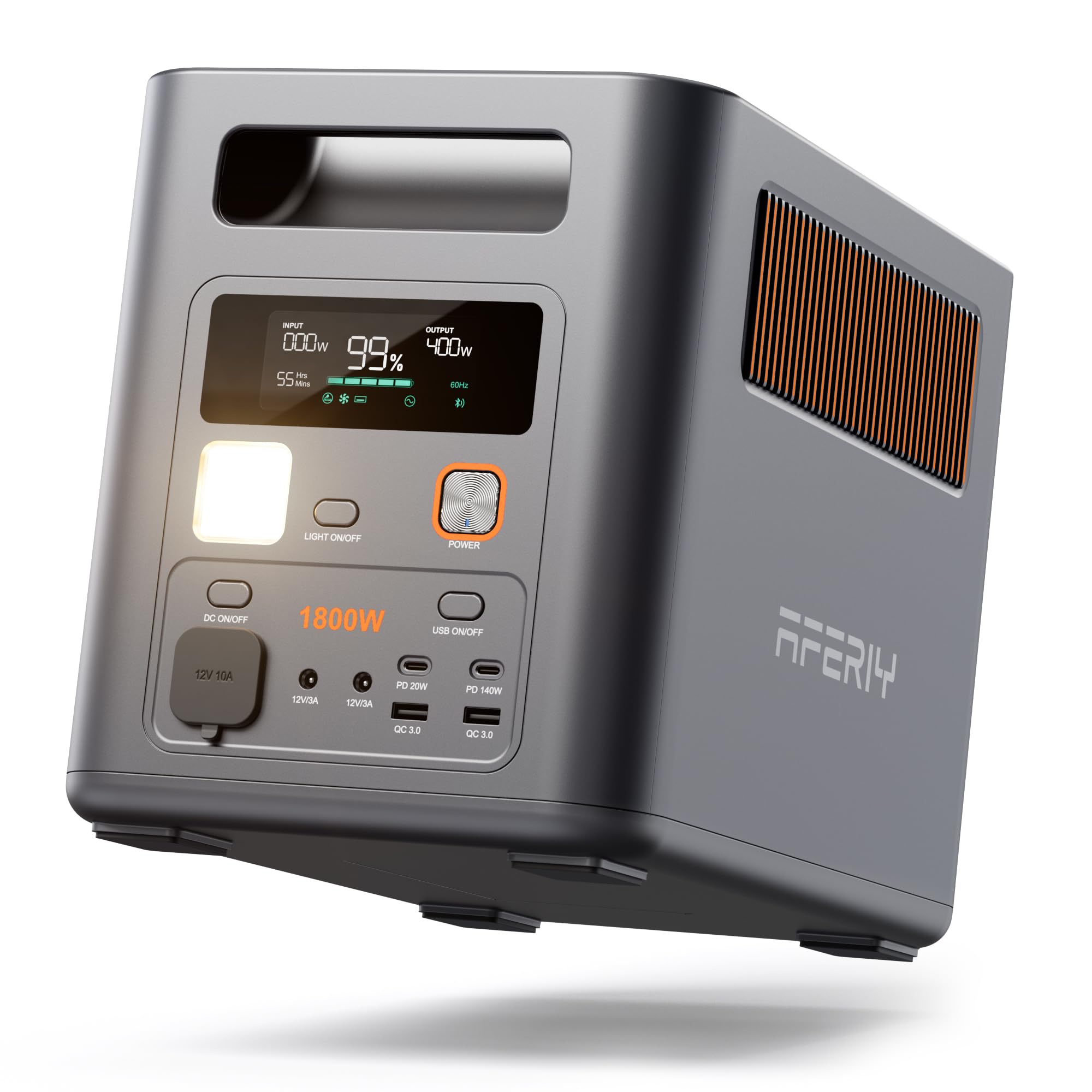 Aferiy 1800W 1024Wh Portable Power Station, Expandable to 5120wh (3600W Peak), Fast Charging 0-90% in 60 Minutes, LiFePO4 Portable Battery with UPS, BMS, Solar Power Station for Camping, Home, Office