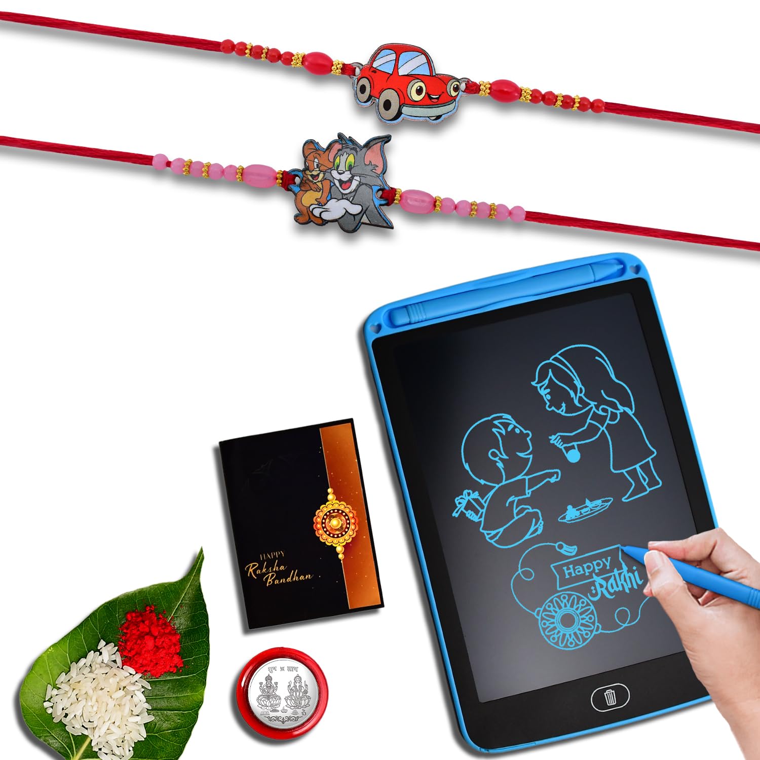 Oblivion Rakhi Combo (K2_880+881_1360) & Tablet/Writing Pad for Kids with Pooja Coin & Greeting Card, rakhi for boys, Cartoon Rakhi, rakhi for kids, rakhi for brother kids, rakhi for kids boy, kids rakhi with gift, rakhi with gift for kids, rakhi set (B0CFQBRVT8) Amazon Price History, Amazon Price Tracker