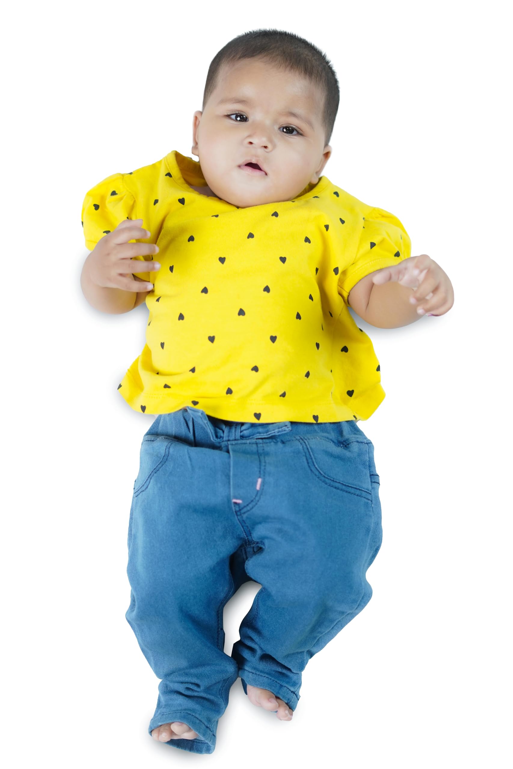 Baby Girls Regular Fit Top Printed Casual Cotton Polo Neck (6-12 Months)-picture-20