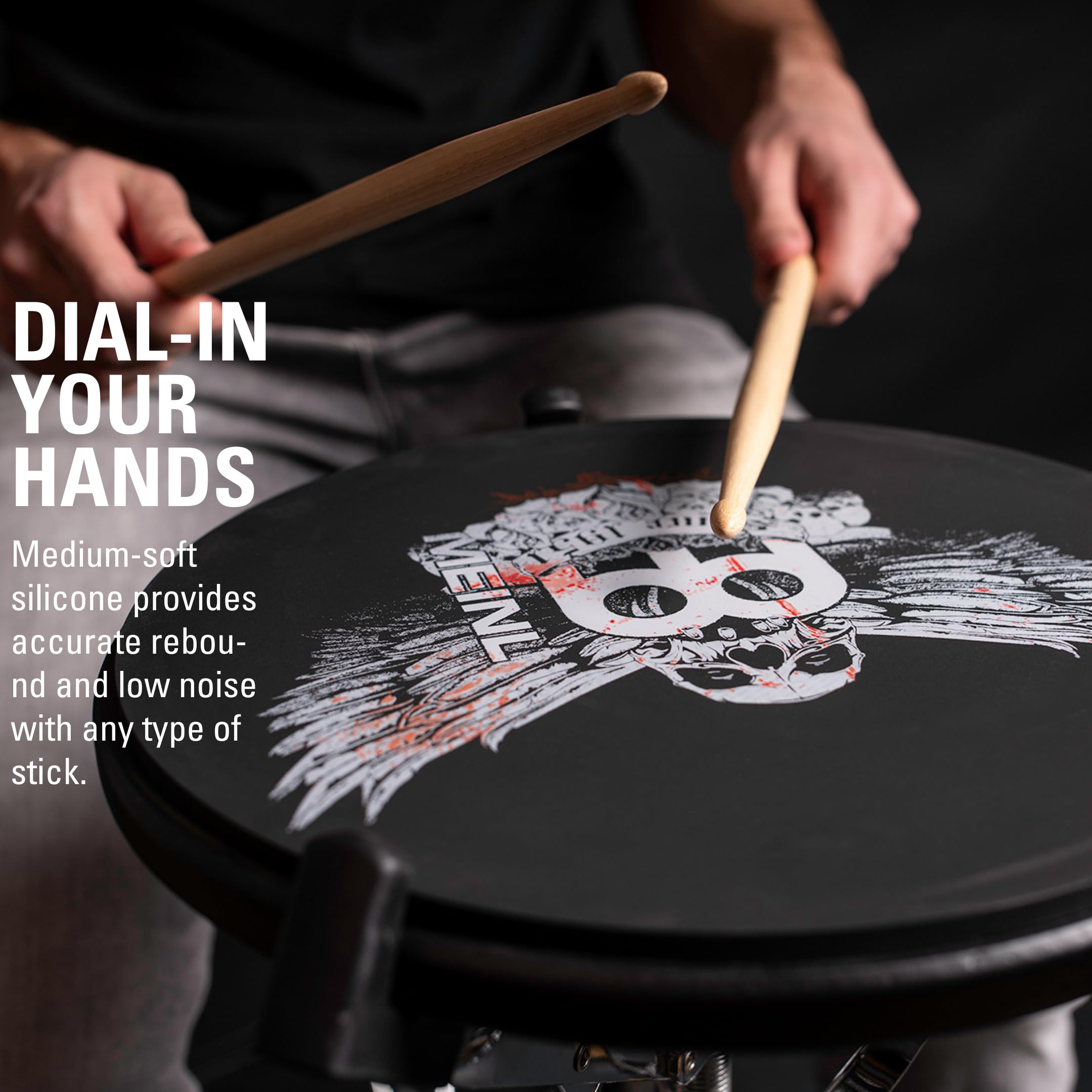 Meinl Cymbals Drum Jawbreaker Practice Pad 12 Zoll (30,48cm) Schlagzeug Trommel Übungspad – Medium Rebound, Natürliches Spielgefühl – Schlagzeug Zubehör, Schwarz (MPP-12-JB)