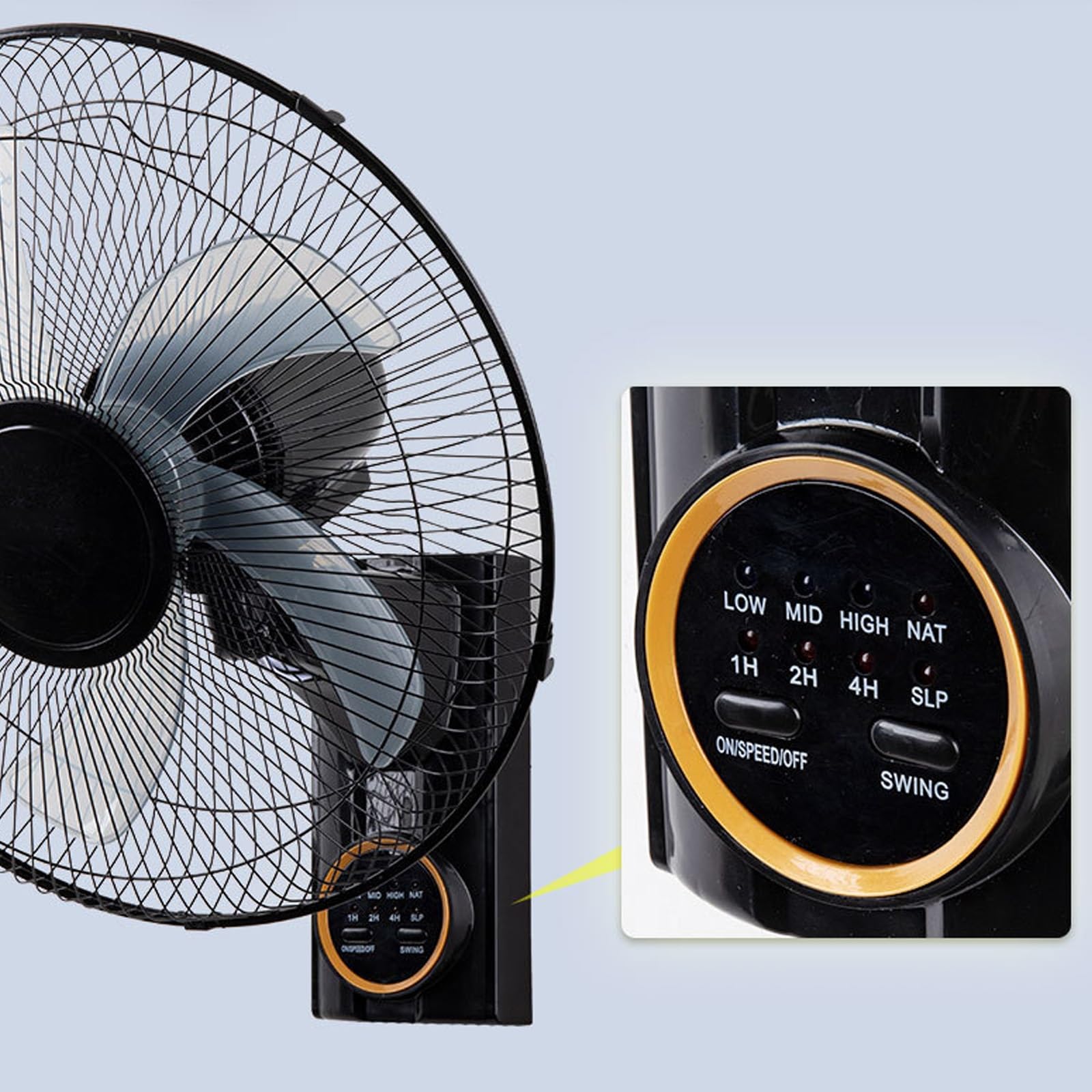 Ventilador Portátil De Carga Solar, Ventilador De Pared con 3 Velocidades, con Mando A Distancia Temporizador Y 3 Velocidades Potente con 5 Aspas Y Hélice