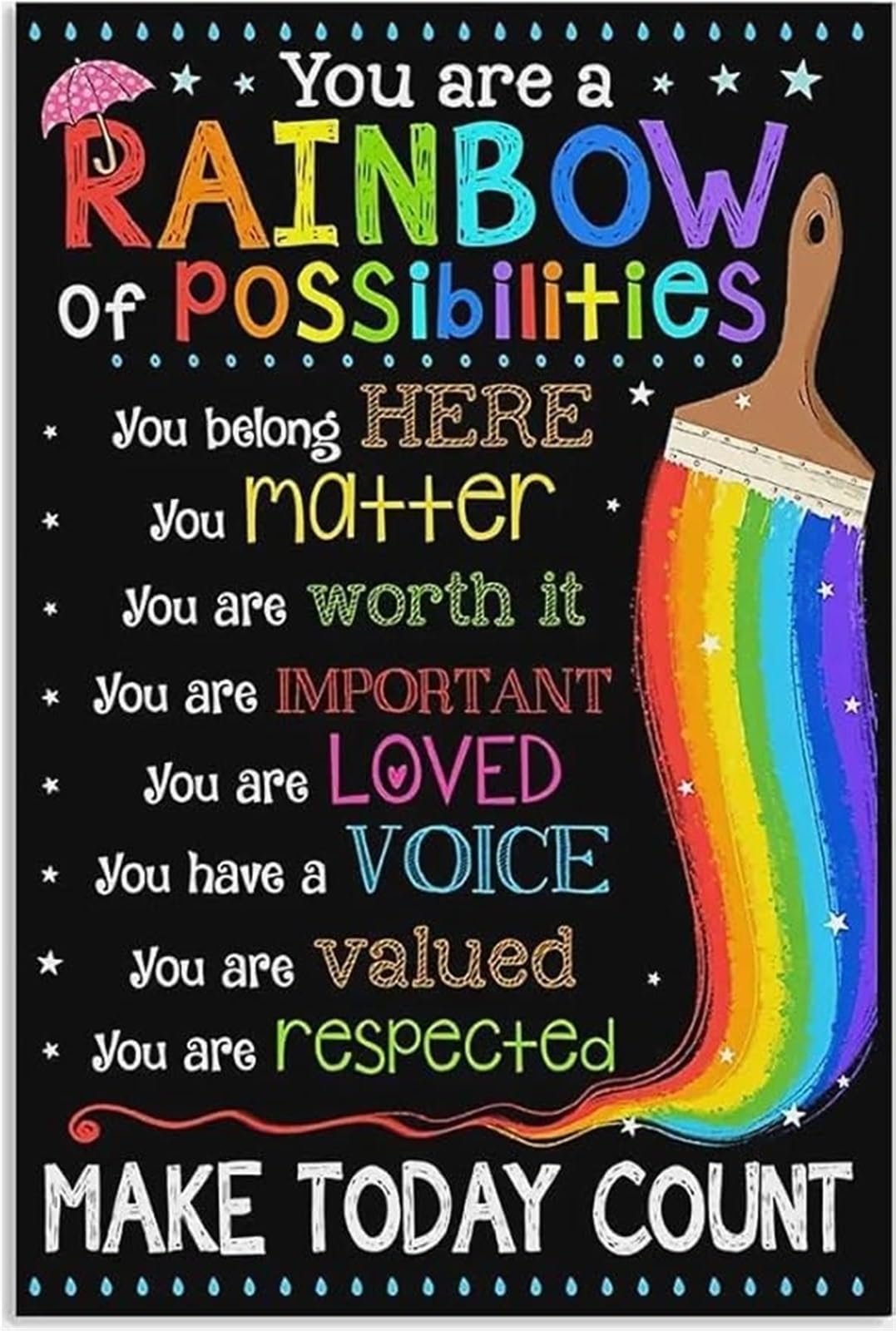 ICYJRFHLTF Inspirational Teacher Gift You Are A Rainbow Of Possibilities Vintage Tin Sign For Classroom School Office 8 X 12 in
