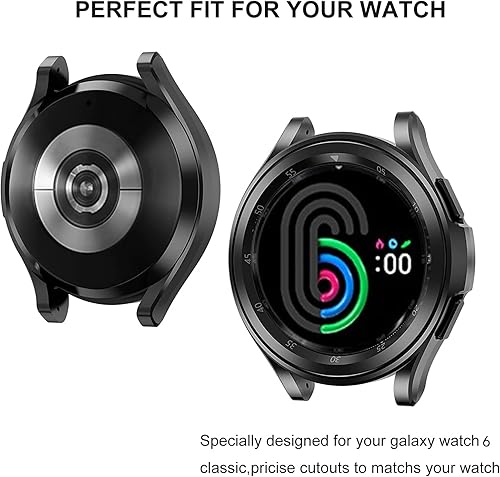 Miniatura 4 de Paquete de 2 fundas para Samsung Galaxy Watch 6 Classic de 1.732 pulgadas, protector de pantalla de vidrio templado impermeable, accesorios de