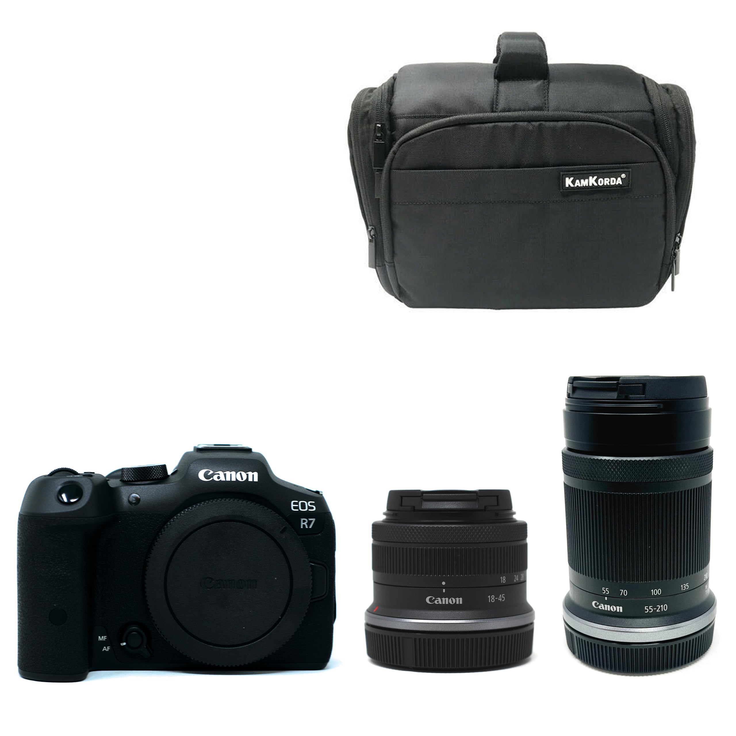 Canon R7 Camera RF-S 18-45 RF-S 55-210 RF 50mm Bag Tripod - View #4