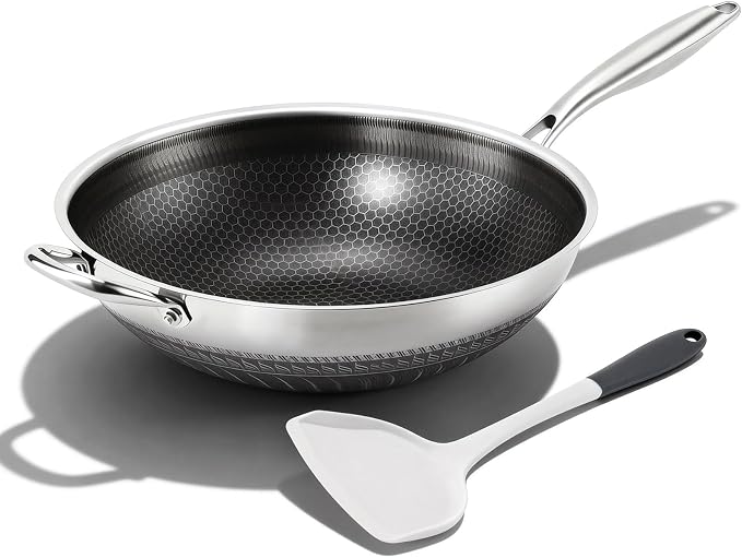 Wok de acero inoxidable de 13 pulgadas con tapa miniatura 3