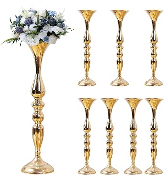 8 Pcs Wedding Flower Stand Metal Flower Centerpieces Stand for Table Hyuetrsa 20 Inch Tall Wedding Flower Vase Centerpieces for Reception Flower Arrangement Candle Holder Party Dinner Home Decor