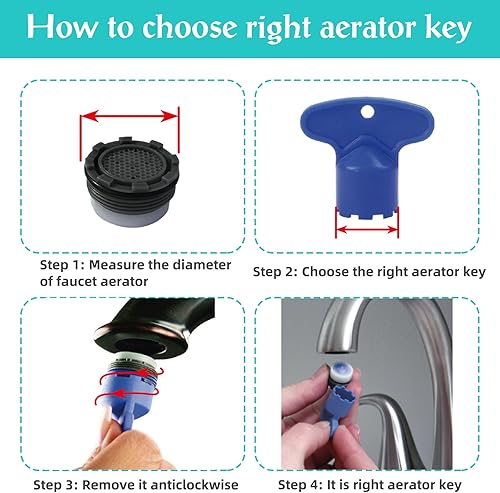 Miniatura 3 de iFealClear Aireadores de fregadero de grifo de 12 piezas con 4 herramientas de extracción de llave, juego de restrictor de flujo de ahorro de agua,