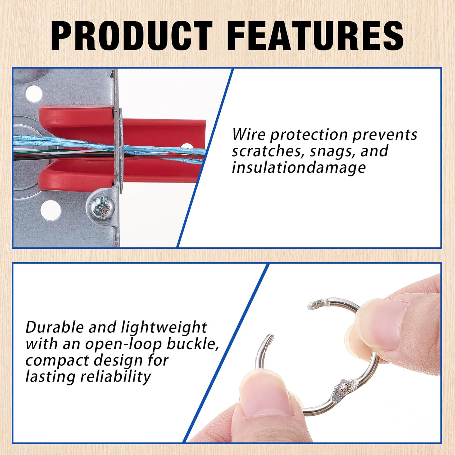 Roowest 12 Pcs Conduit Wire Pulling Tools with 12 Open Ring Holders, Multi Pack Cable Pulling Guides, Electrical Box Cable Pull Tools, Prevent Wire Damage During Pulls, 4 Each 1/2, 3/4, 1" - Image 3