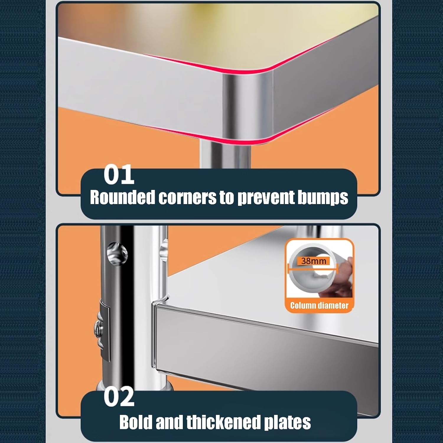Heavy Duty Stainless Steel Work Table for Kitchen, Garage & Warehouse - Adjustable Undershelf, Commercial Grade, 100x40x80cm - Durable Outdoor Workstation