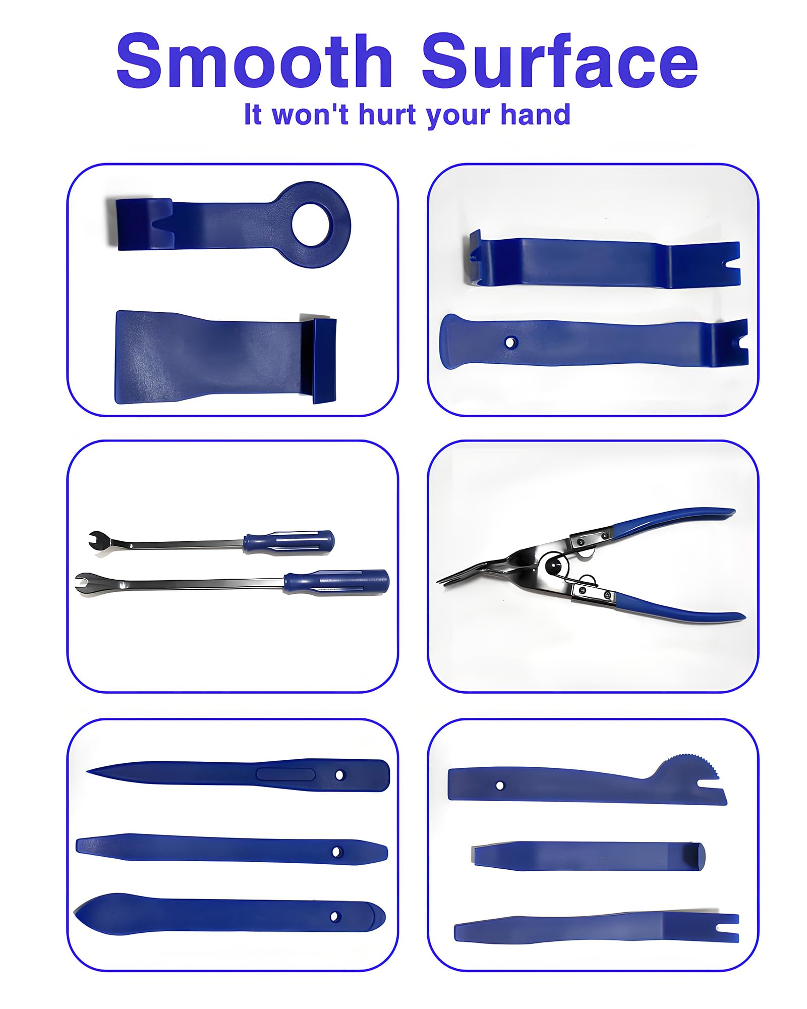 Rewoalzx 19PCS Car Trim Removal Tool Kit, Plastic Pry Tool Kit Auto for Door Panel & Dashboard, Car Panel Removal Tools (Blue) - Image 4