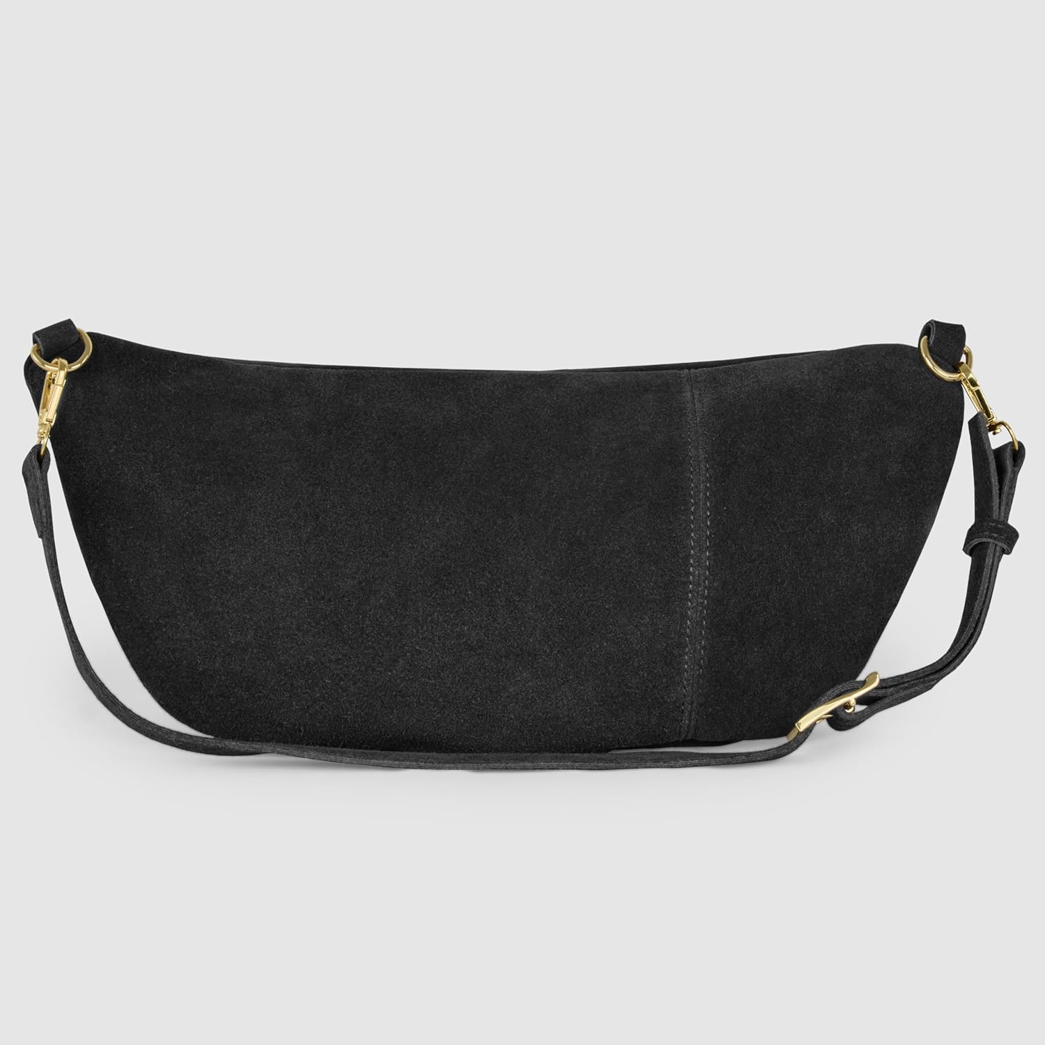 Italian Genuine Suede Crossbody Bag for Women with Zipper & Detachable Strap | Large Travel Chest Sling Fanny Pack (Black) - Image 3