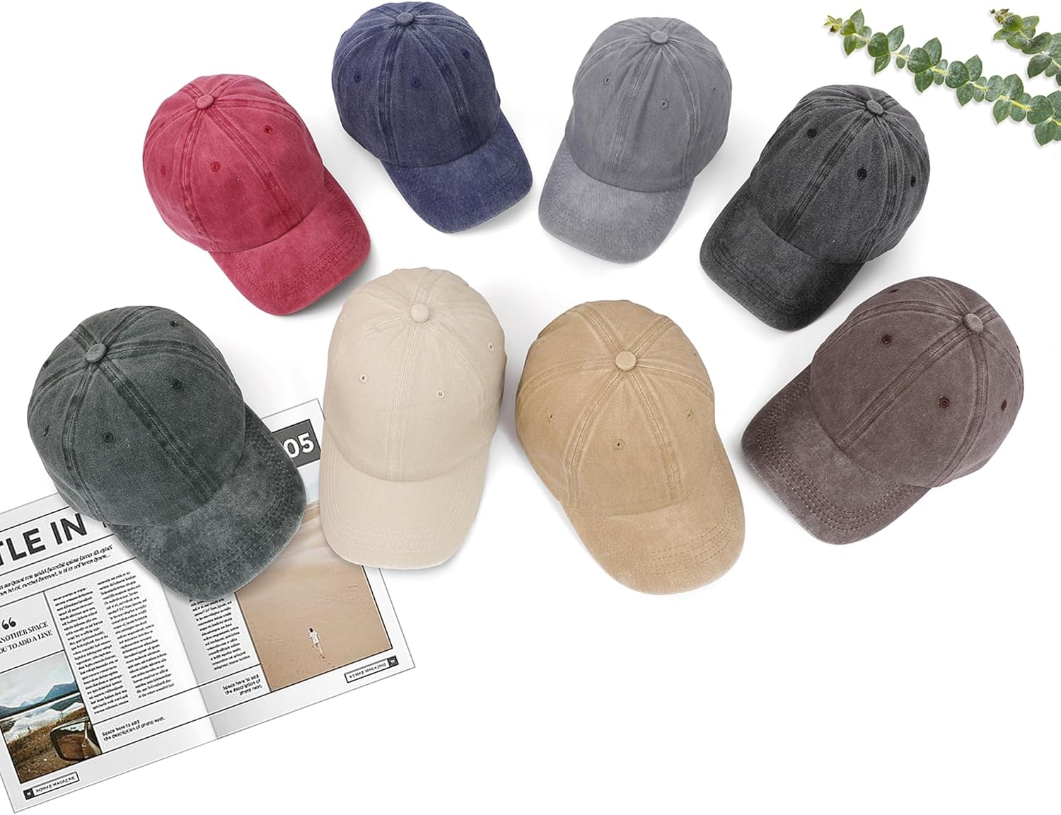 4 Pcs Washed Plain Baseball Cap, Twill Adjustable Unisex Cotton Baseball Cap Vintage Dad Hat Men/Women/Teenagers - Image 4