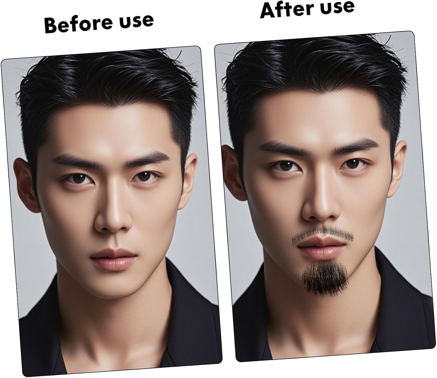 Realistic Fake Beard for Men, Black Real Hair Costume Facial Hair