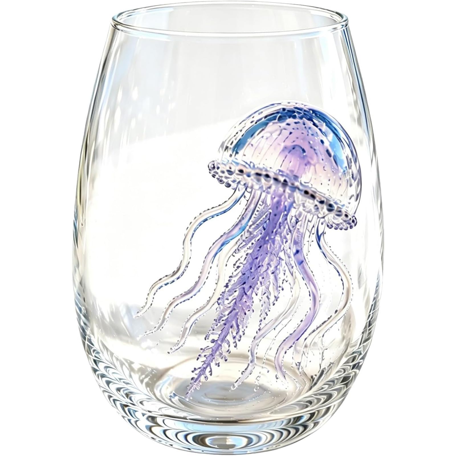 Vaso con diseño de pulpo hecho de vidrio soplado y cristalería fina náutica transparente