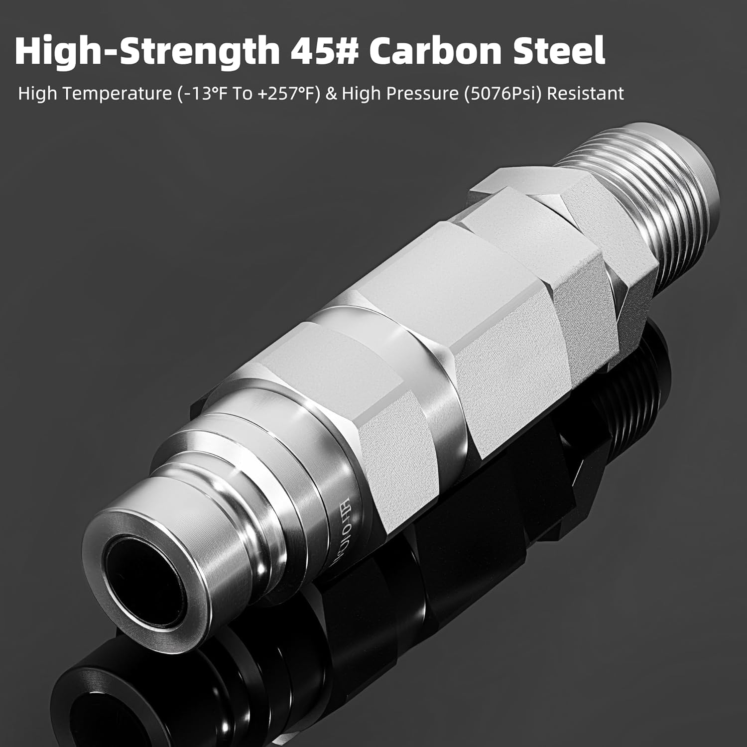 1/2" Flat Face Hydraulic Quick Connect Coupler Set, Compatible with Bobcat Skid Steer 7753 773 863 873 963, #12 JIC Quick Connect Fittings with Dust Protection Caps