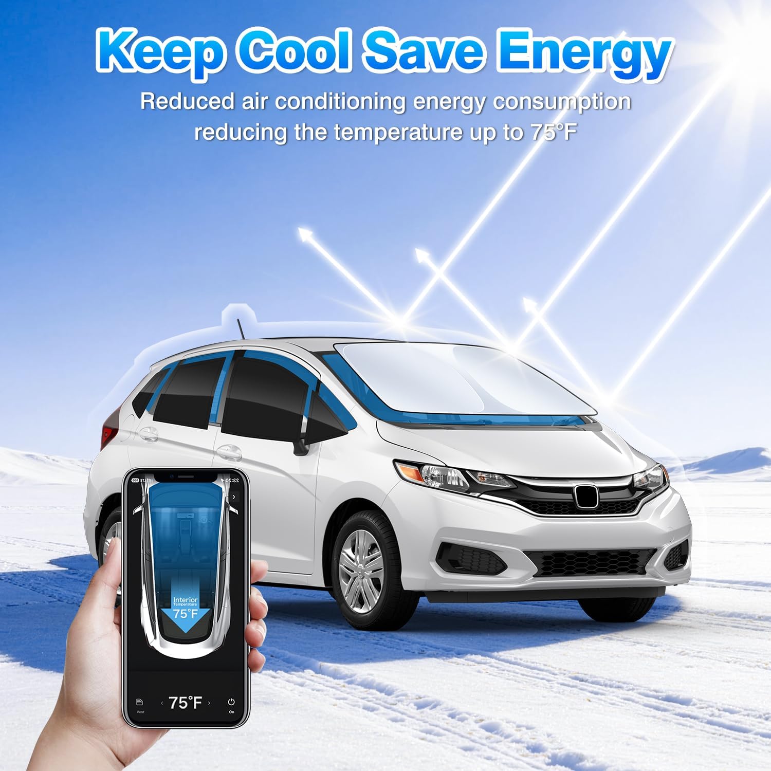 T TGBROS Windshield Sun Shade for Honda Fit 2015-2018 2019 2020 Car Window Shades Thicken UV Block and Blackout Privacy Foldable Sunshades 10PCS Accessories Keep Cool Sun Visor Covers