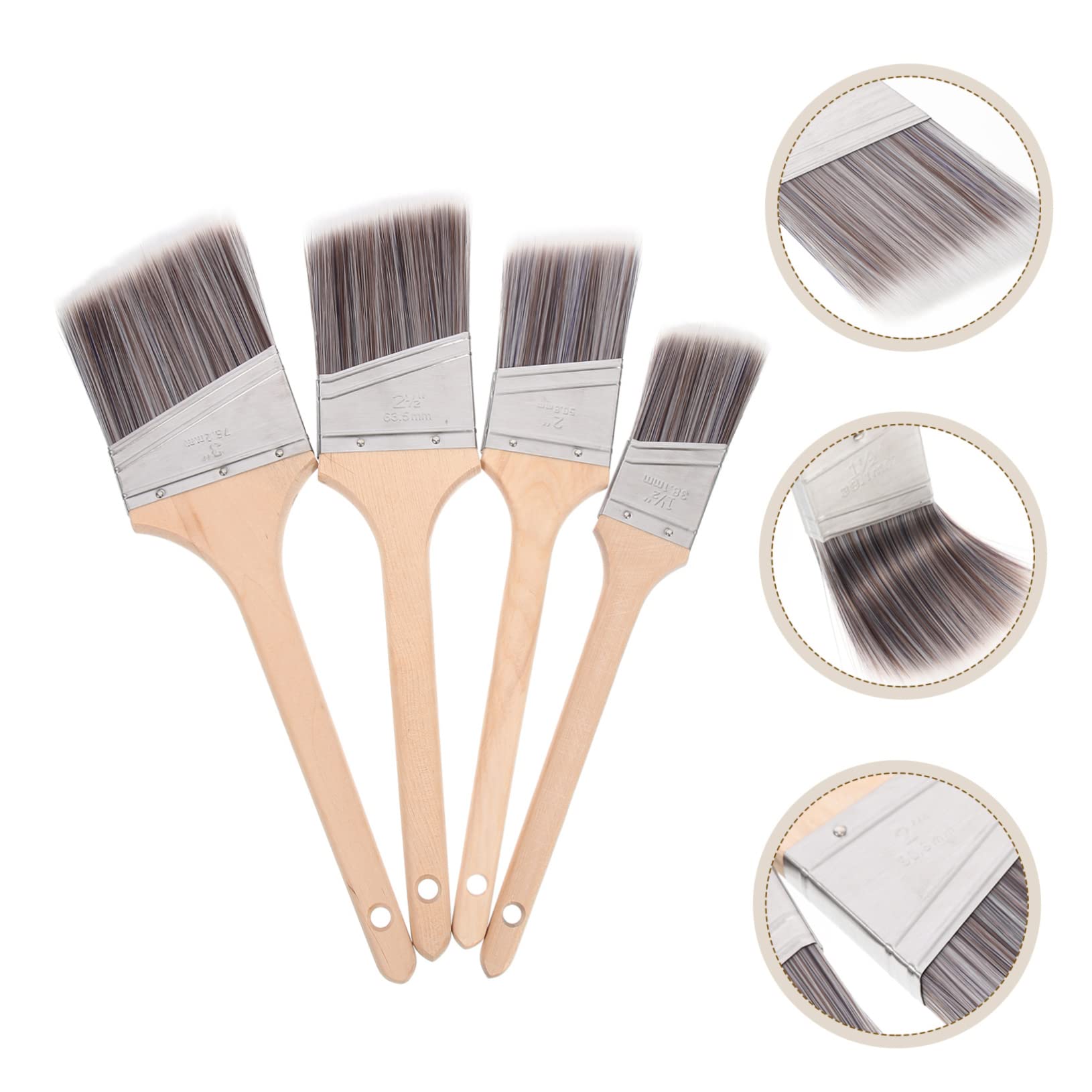 Pennelli per Dipingere Manico in Legno, 4 Pezzi per Pittura