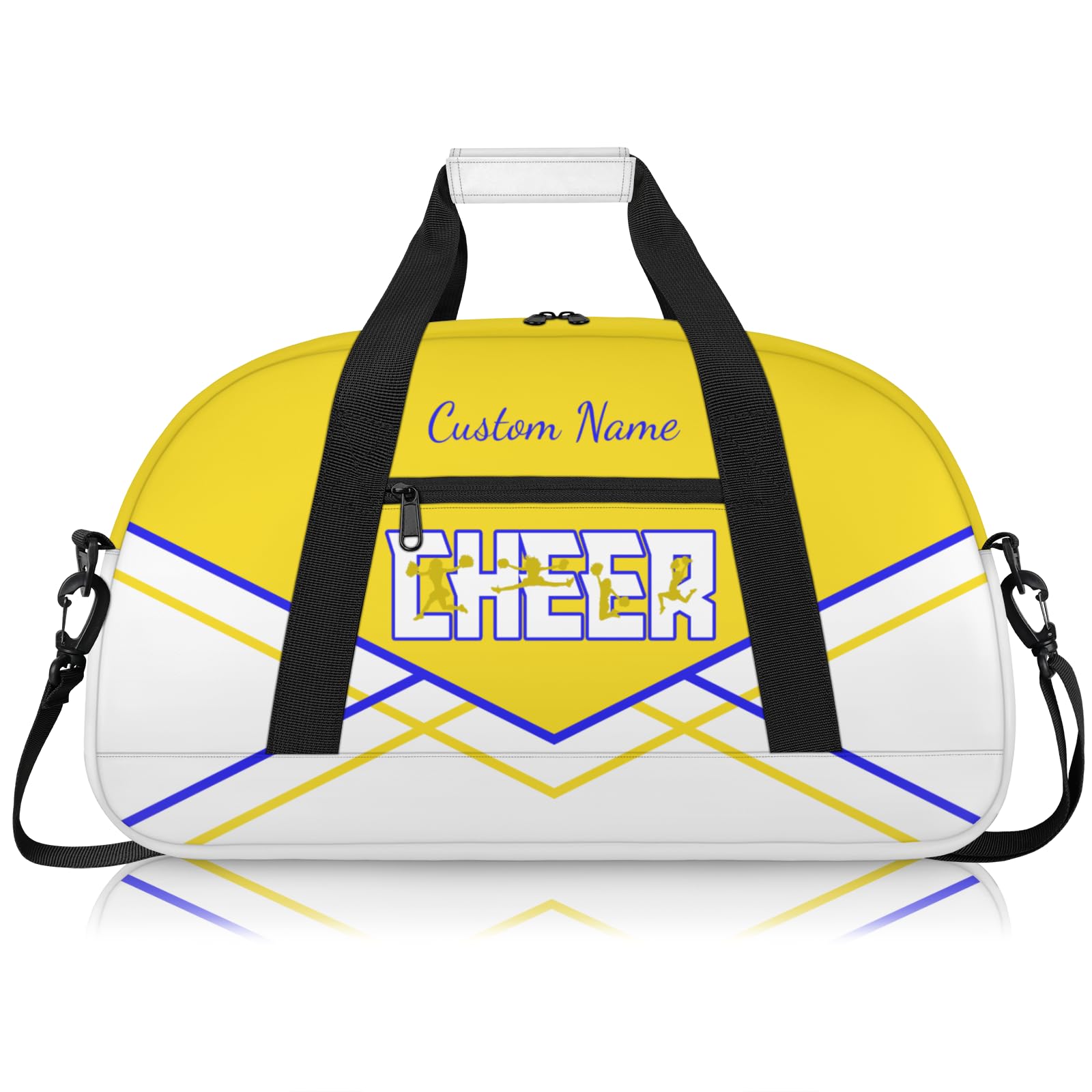 Personalised Cheerleading Duffel Bag for Girls | Custom Name Waterproof Sports Bag for Cheer, Gym & Travel | Cheerleader Team Gifts Bag with Adjustable Shouler Strap, Yellow White