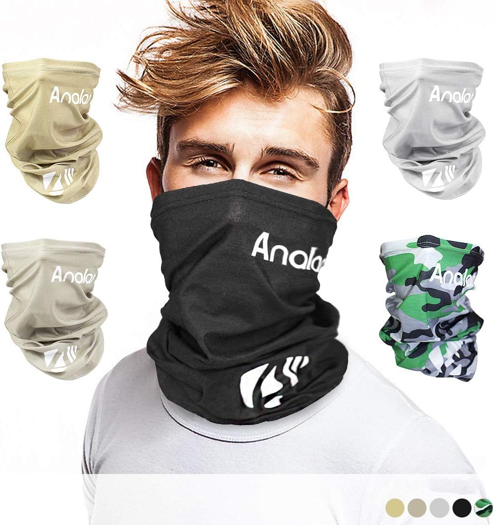 ANALAN Half Face Cover Bandana Neck Gaiter Sun Protection Headwear for Men and Women Girls Boys Outside Sports（Matte Black