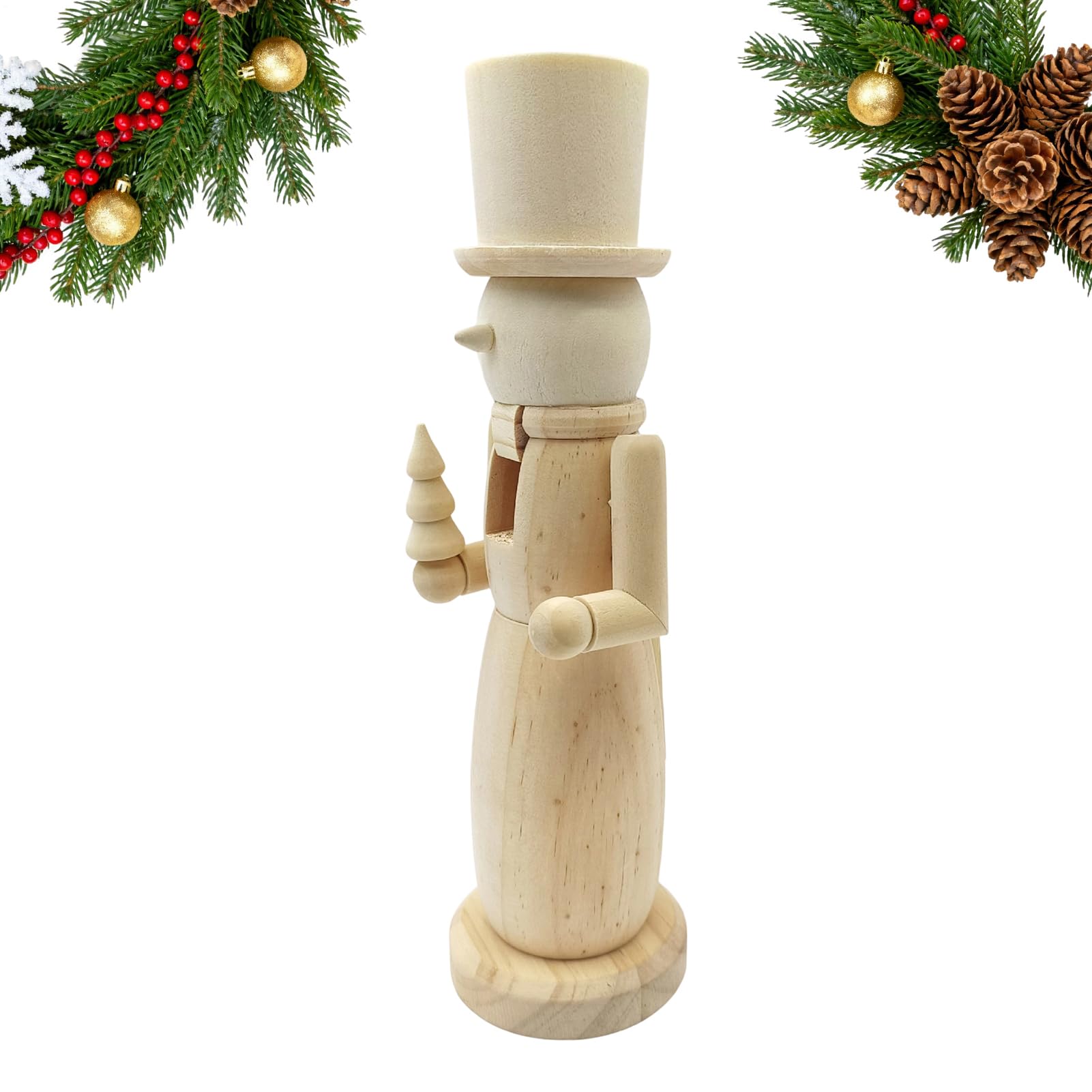 Casse-noisette de Noël en bois avec base robuste facile à peindre