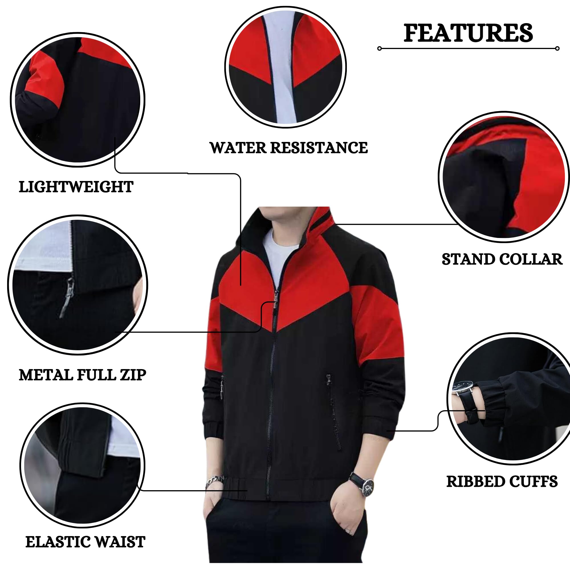 MIA FASHION Men's Ultra-Light Sun Protection Jacket | UPF 50+ Anti-Tan Summer Jacket | Biker Windcheater with Secure Zipper Pockets | Quick Dry & Cooling for Riding & Regular Fit (RED-L) 4