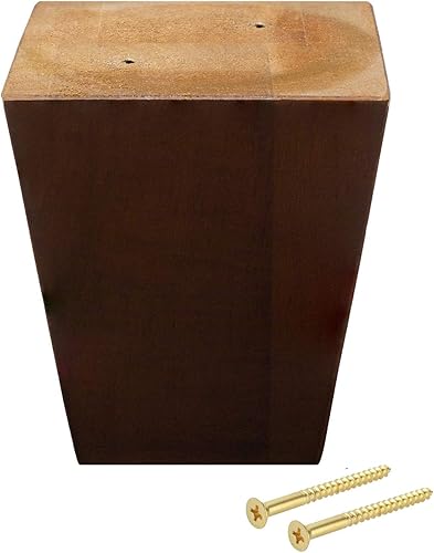 Miniatura 2 de Patas para muebles, sofá otomano y silla de 4 pulgadas de repuesto de pies de madera, juego de 4 pies cuadrados de pirámide cónicos (nogal)